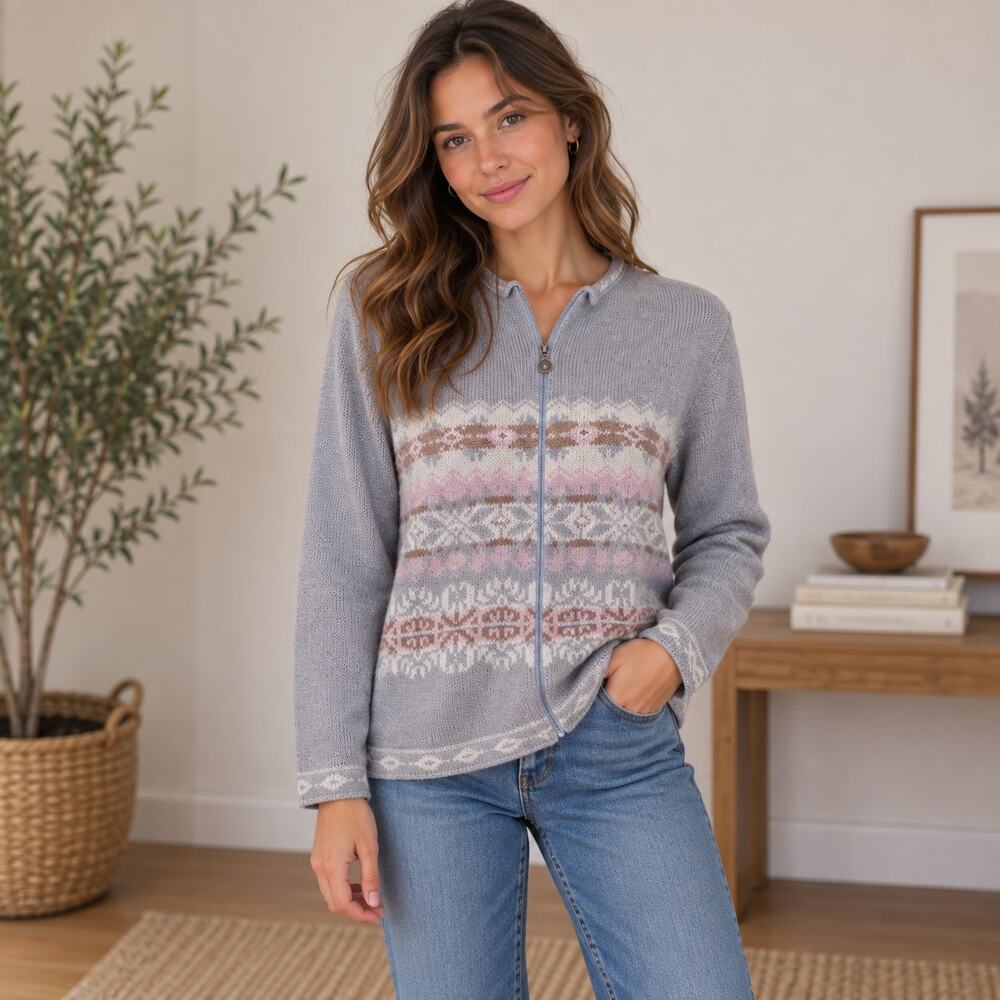Woolrich Chantel Sweater Cardigan Women's Size L Full Zip Cabincore Casual NWT